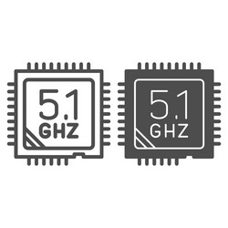 Modern powerful processor line and solid icon vector