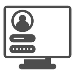 monitor monoblock with user login page solid icon Vector Image