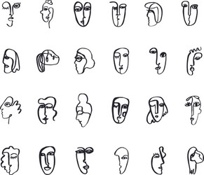 Set of hand drawn doodle faces emotions Royalty Free Vector