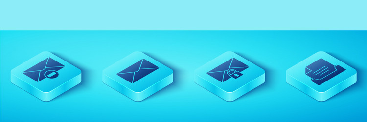 set isometric delete envelope drawer vector