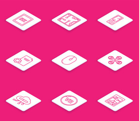 set line tablet with text 5k processor music vector image