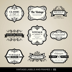 Wedding elements labels and frames vintage style Vector Image