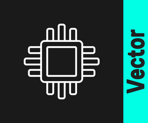 white line computer processor with microcircuits vector image