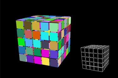 abstract polygonal cube with cuts 3d vector