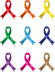 Different kins of awareness ribbons vector