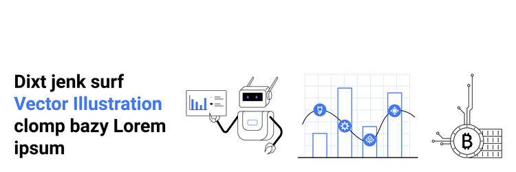 futuristic ai robot with data chart and bitcoin vector image