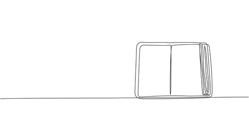 open diary notebook book on the table one line vector image