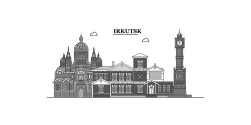 russia irkutsk city skyline isolated vector