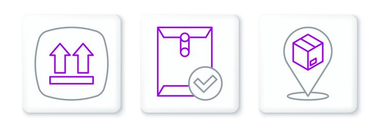 Set line location with cardboard box this side up vector