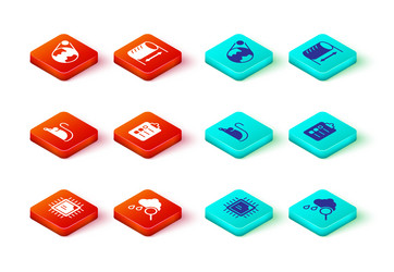 set processor cpu cloud with rain experimental vector image