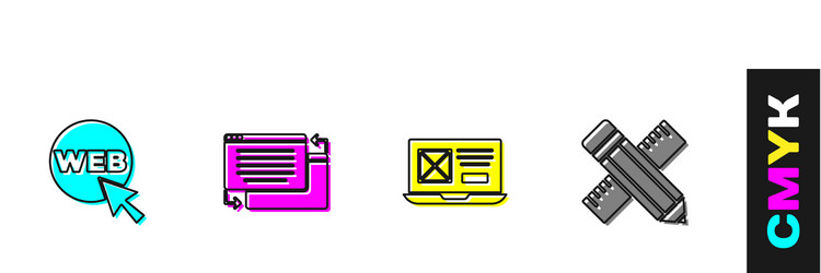set web and graphic design ui or ux crossed vector image