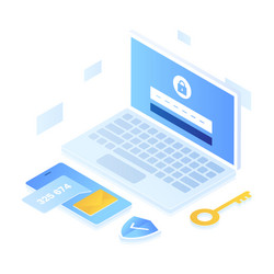 2-step authentication isometric style vector