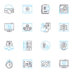 notebook computer linear icons set portable vector image