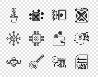set line blockchain technology smart contract vector image