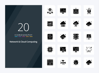 20 network and cloud computing solid glyph icon vector image