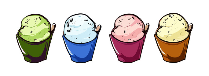 ice cream cartoon doodle icon set isolated