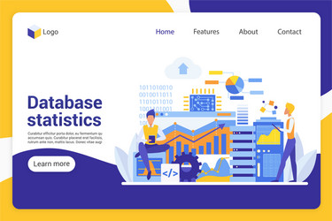 Database Analytics Landing Page vector image