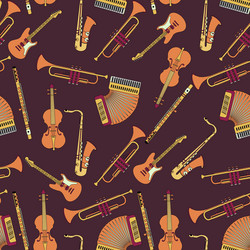 Seamless pattern with different music instruments vector