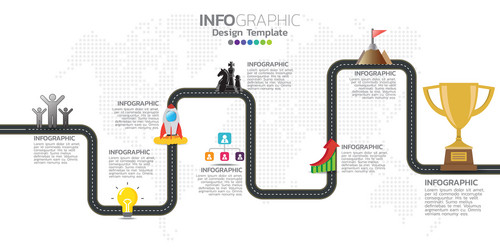 Timeline infographics design template with 7 vector