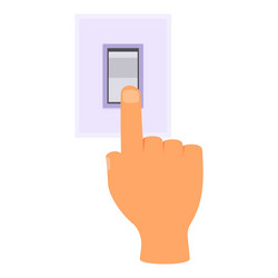 hand turning on light switch with index finger vector image