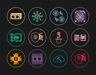 set line bitcoin think smart contract vector image