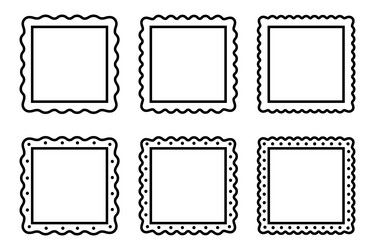 set of square frames with wavy edges vignettes vector image