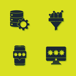 set server and gear monitor with password mobile vector image