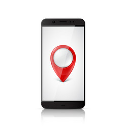 smartphone with map pointer on screen vector image