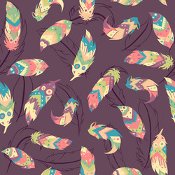 bohemian seamless pattern with feathers vector