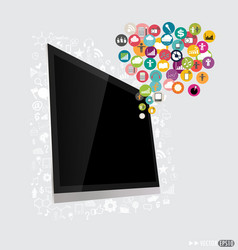 computer display with cloud of application vector image