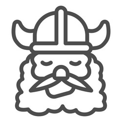 Head barbarian in helmet with horns line icon vector