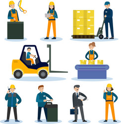 People in factory and warehouse set vector