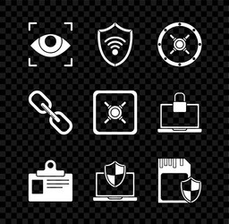 Set eye scan shield with wifi wireless internet vector