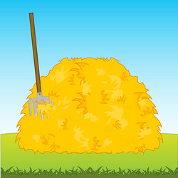 stack dry network and pitchfork on glade vector image