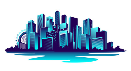 Big neon city vector