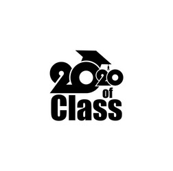 Class 2020 with graduation cap and text flat vector