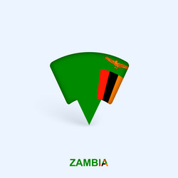zambia flag map pointer design with shadow vector image