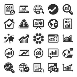 analysis icons charts reports and graphs vector image