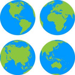 Four Earth Globes with Land Maps Vector Image