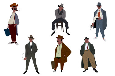 Mafia characters set Royalty Free Vector Image