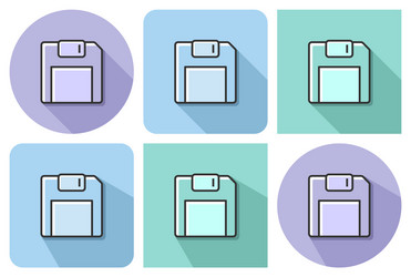 outlined icon of floppy disk with parallel vector