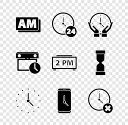 set clock am 24 hours alarm app mobile vector image
