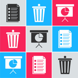 set file document trash can and presentation vector image