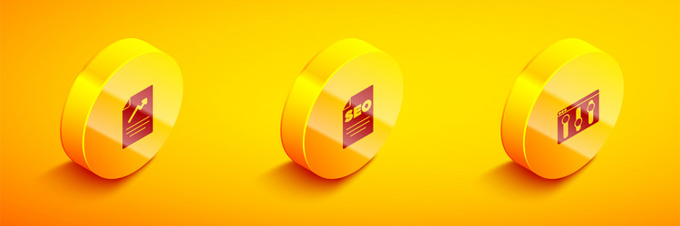 set isometric document with graph chart seo vector image