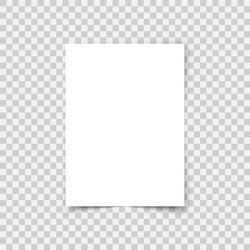 A4 format paper with shadows on transparent vector