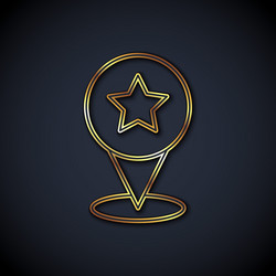 Gold line map pointer with star icon isolated vector