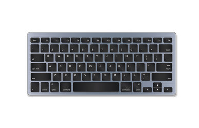 Grey plastic keyboard with black buttons vector