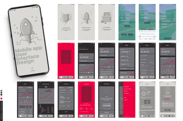 mobile app design ui ux a set graphic vector image