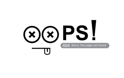 Modern minimal not found error icon oops page vector