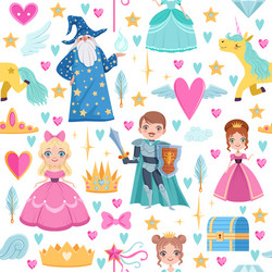 seamless pattern with different magic elements vector image